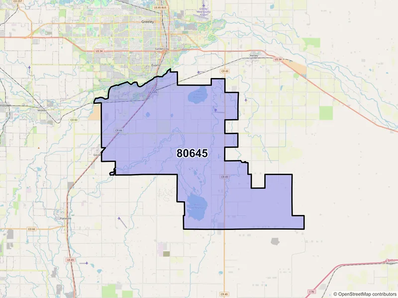 Map of ZIP Code 80645 — La Salle, CO