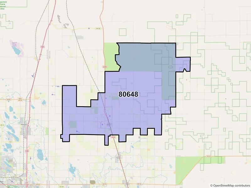 Map of ZIP Code 80648 — Nunn, CO