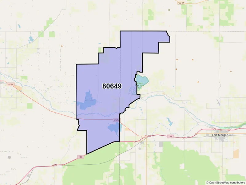 Map of ZIP Code 80649 — Orchard, CO