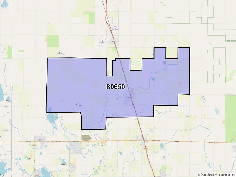 Map of ZIP Code 80650 — Pierce, CO