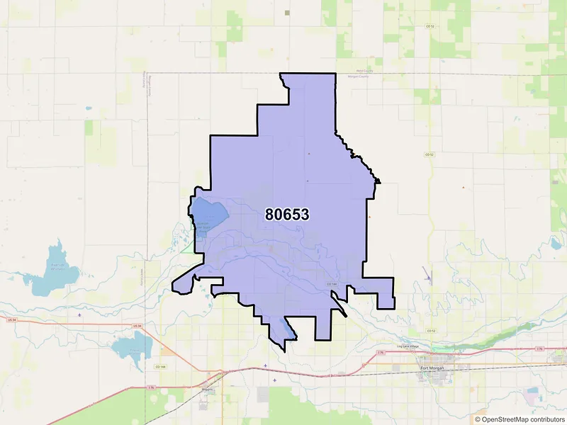 Map of ZIP Code 80653 — Weldona, CO