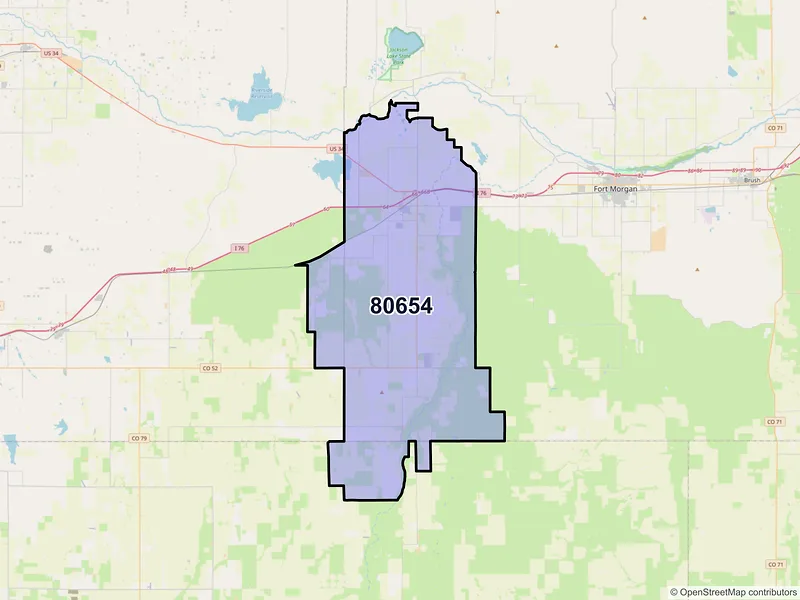 Map of ZIP Code 80654 — Wiggins, CO