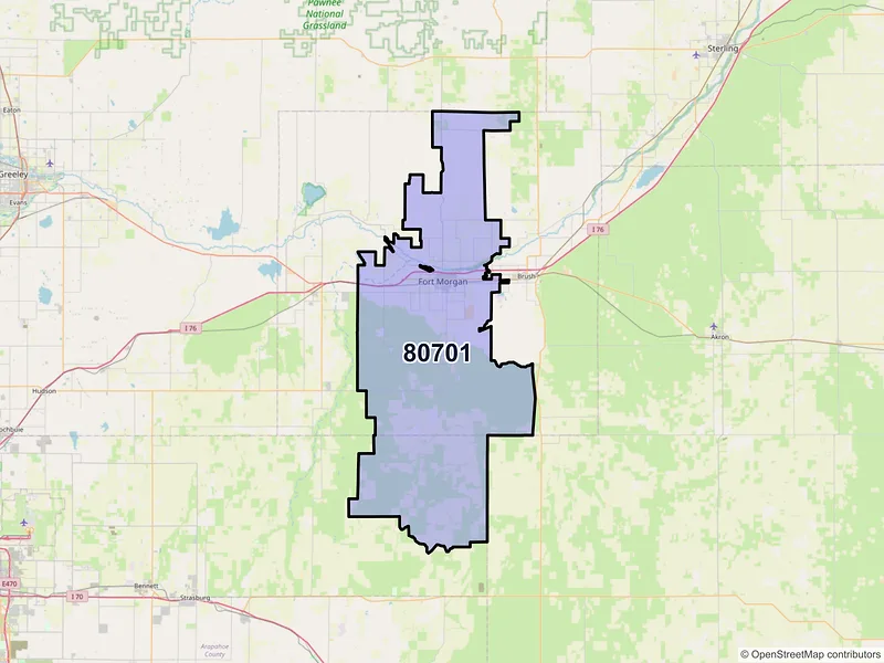 Map of ZIP Code 80701 — Fort Morgan, CO