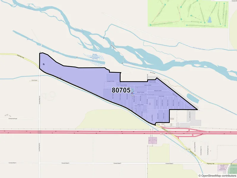 Map of ZIP Code 80705 — Log Lane Village, CO