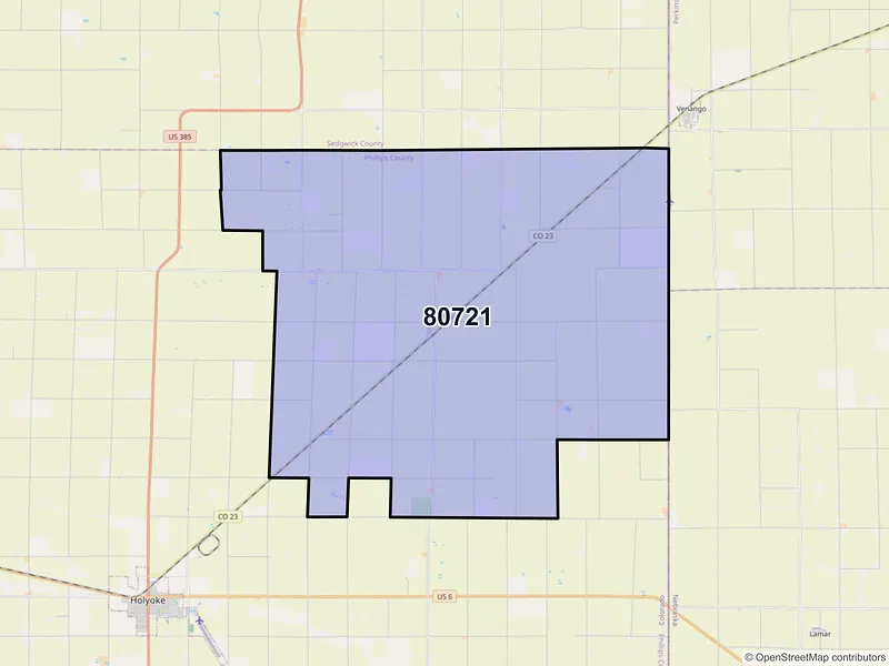 Map of ZIP Code 80721 — Amherst, CO