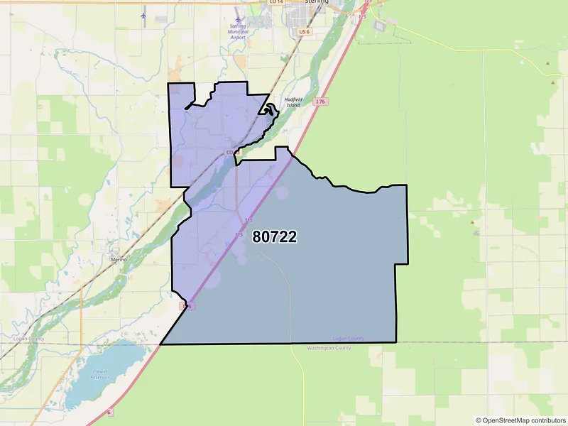 Map of ZIP Code 80722 — Atwood, CO