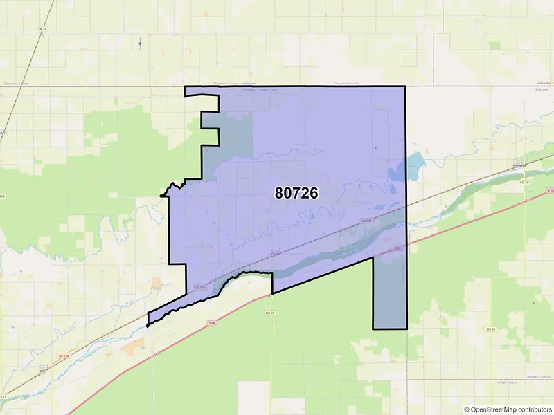 Map of ZIP Code 80726 — Crook, CO
