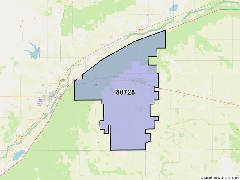 Map of ZIP Code 80728 — Fleming, CO