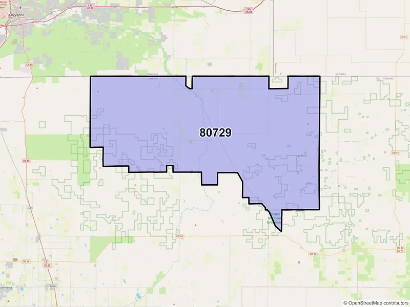 Map of ZIP Code 80729 — Grover, CO