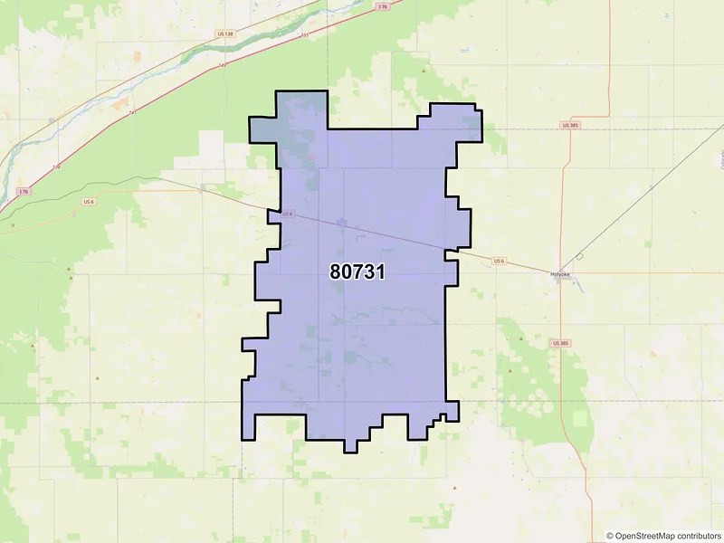 Map of ZIP Code 80731 — Haxtun, CO