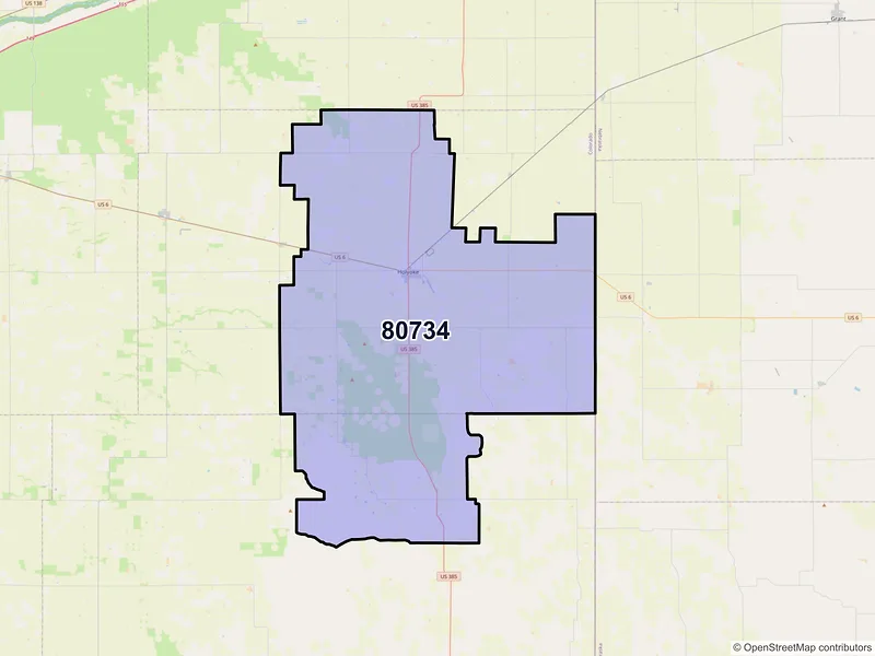 Map of ZIP Code 80734 — Holyoke, CO