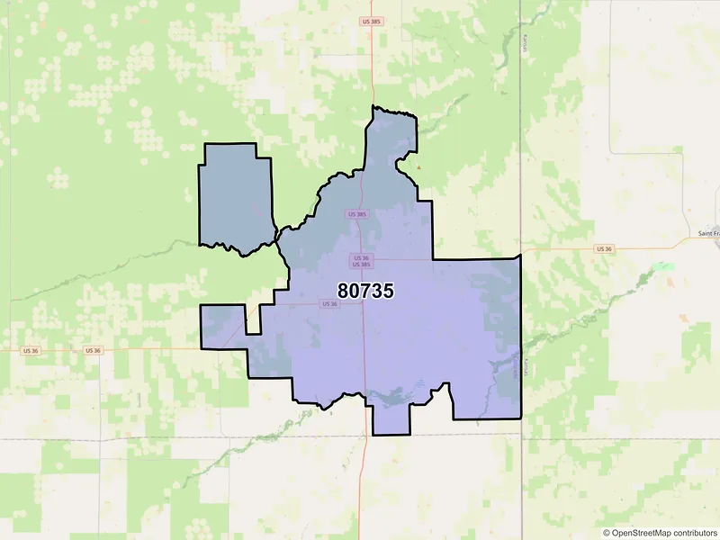 Map of ZIP Code 80735 — Idalia, CO