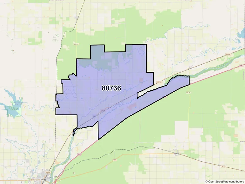 Map of ZIP Code 80736 — Iliff, CO