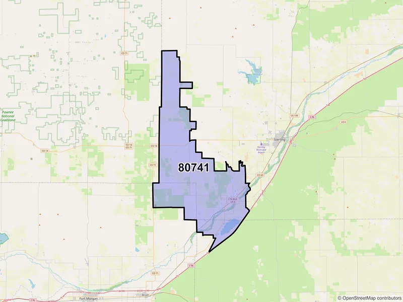 Map of ZIP Code 80741 — Merino, CO