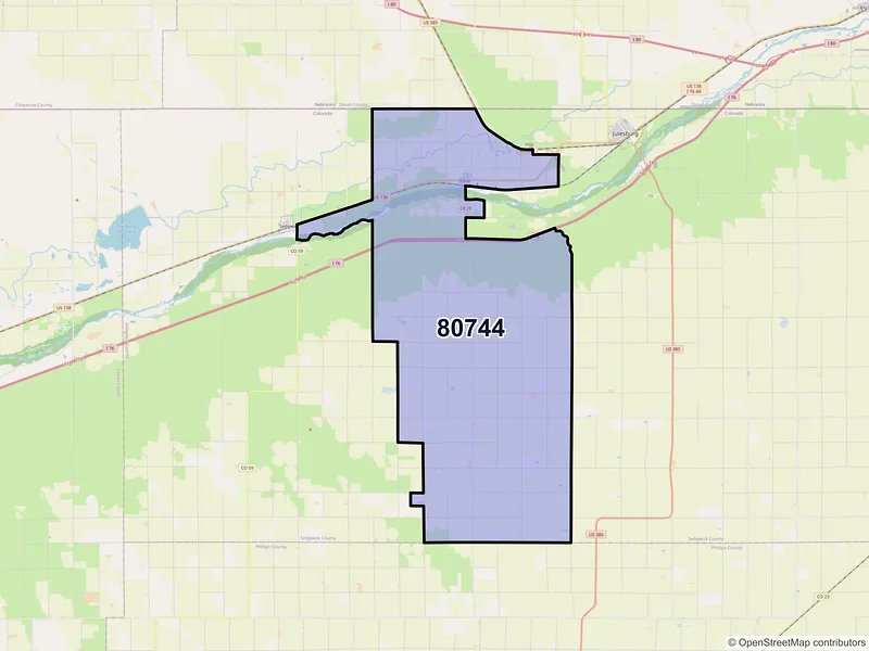 Map of Ovid, Colorado and ZIP codes
