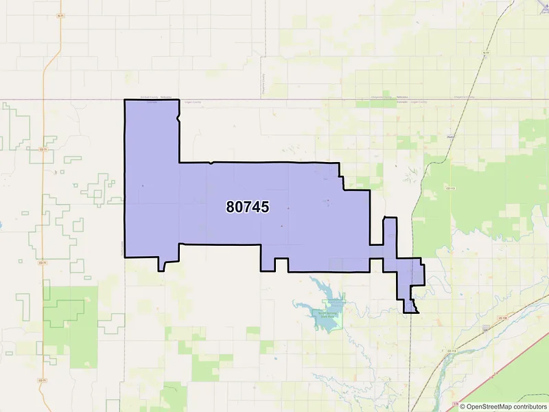 Map of ZIP Code 80745 — Padroni, CO