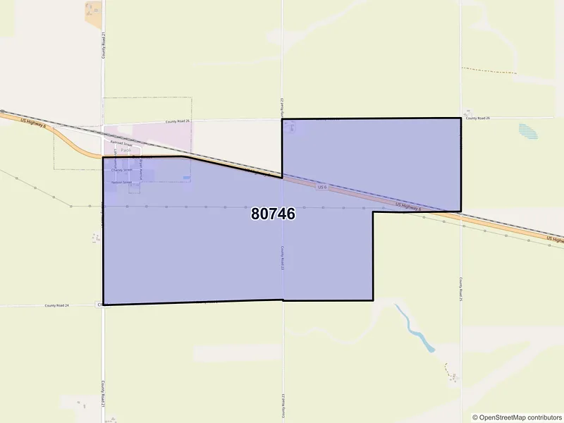 Map of ZIP Code 80746 — Paoli, CO