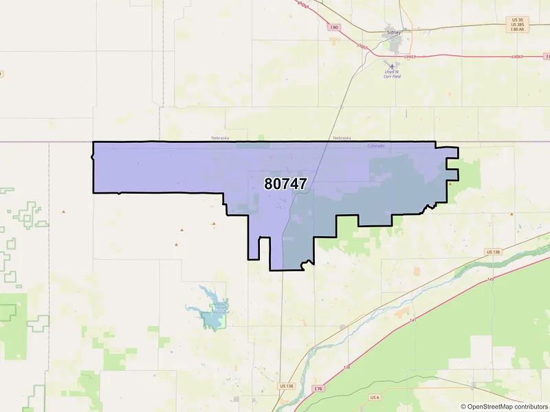 Map of ZIP Code 80747 — Peetz, CO