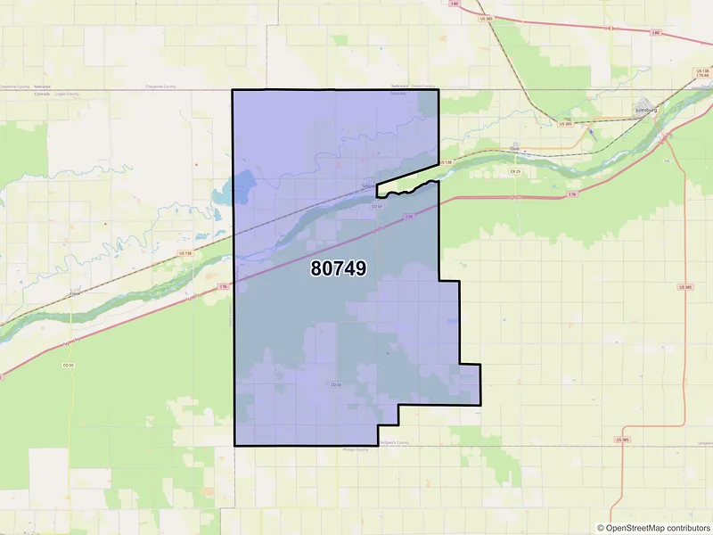 Map of ZIP Code 80749 — Sedgwick, CO