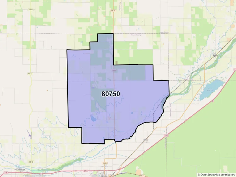 Map of Snyder, Colorado and ZIP codes