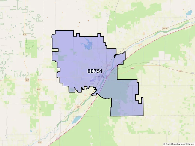 Map of ZIP Code 80751 — Sterling, CO