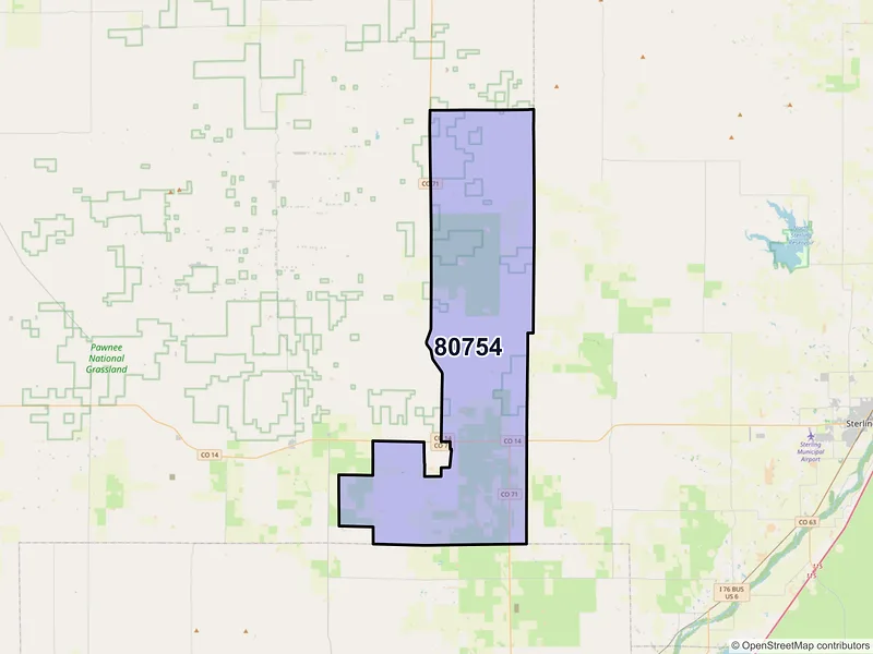 Map of Stoneham, Colorado and ZIP codes