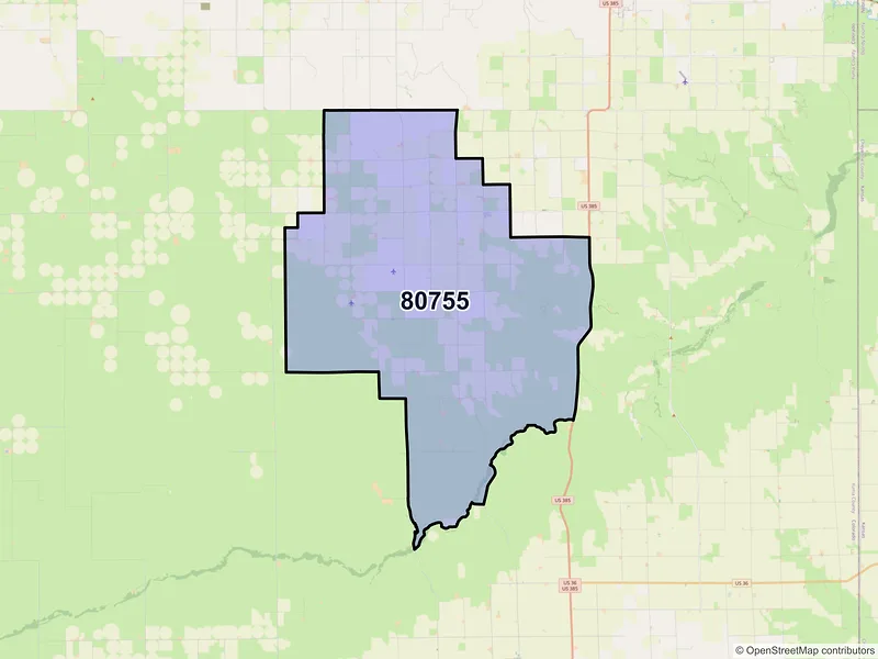 Map of ZIP Code 80755 — Vernon, CO