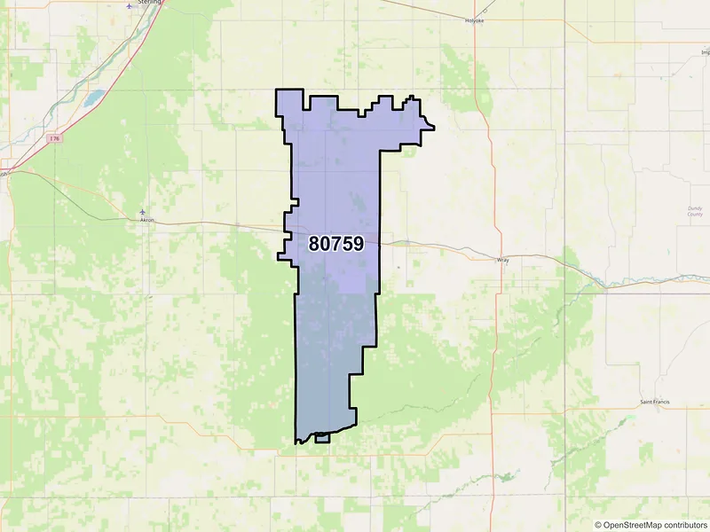 Map of Yuma, Colorado and ZIP codes