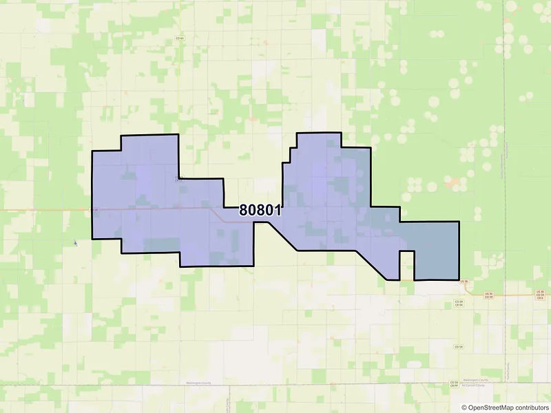 Map of ZIP Code 80801 — Anton, CO