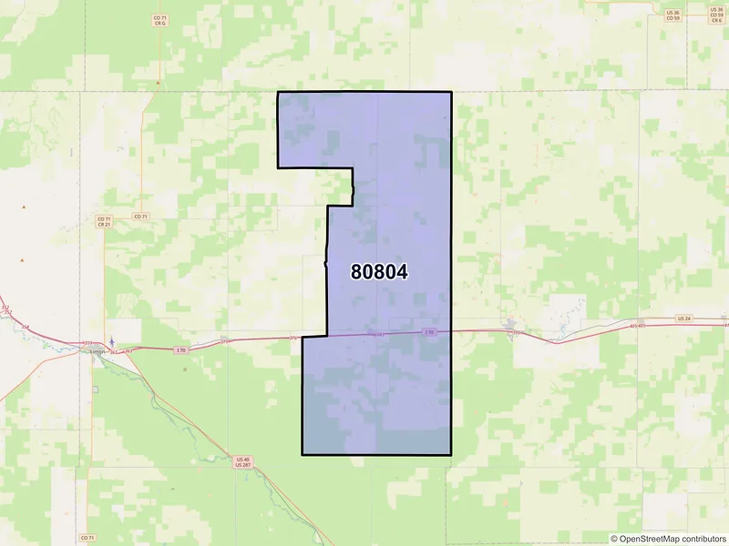 Map of ZIP Code 80804 — Arriba, CO