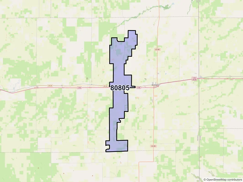 Map of ZIP Code 80805 — Bethune, CO
