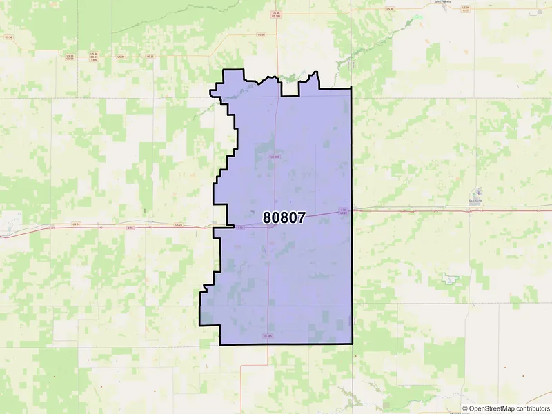 Map of ZIP Code 80807 — Burlington, CO