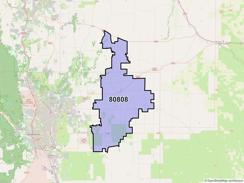 Map of ZIP Code 80808 — Calhan, CO