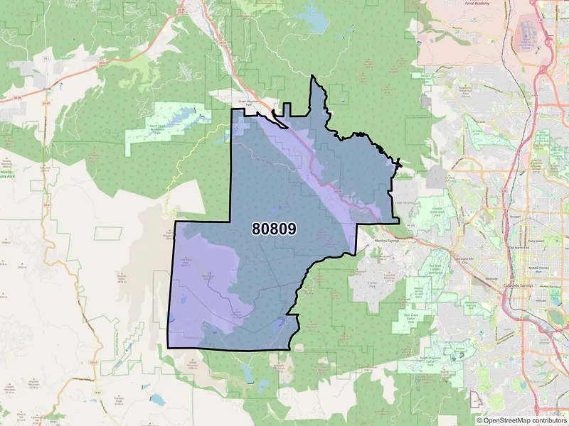 Map of ZIP Code 80809 — Cascade, CO