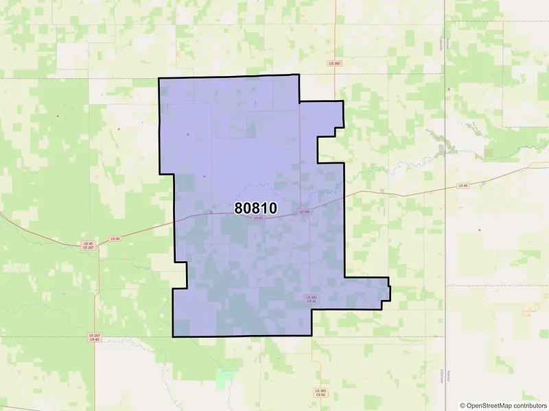 Map of ZIP Code 80810 — Cheyenne Wells, CO