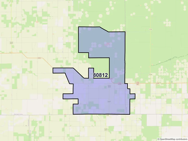 Map of ZIP Code 80812 — Cope, CO