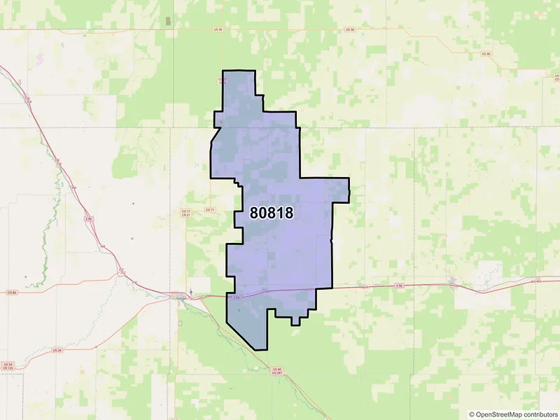 Map of ZIP Code 80818 — Genoa, CO