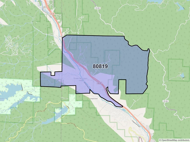Map of Green Mountain Falls, Colorado and ZIP codes