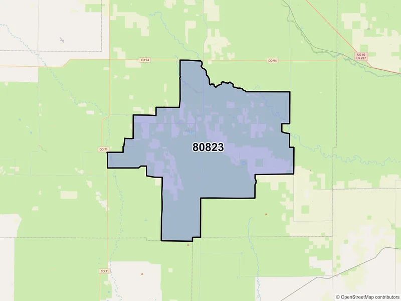 Map of ZIP Code 80823 — Karval, CO