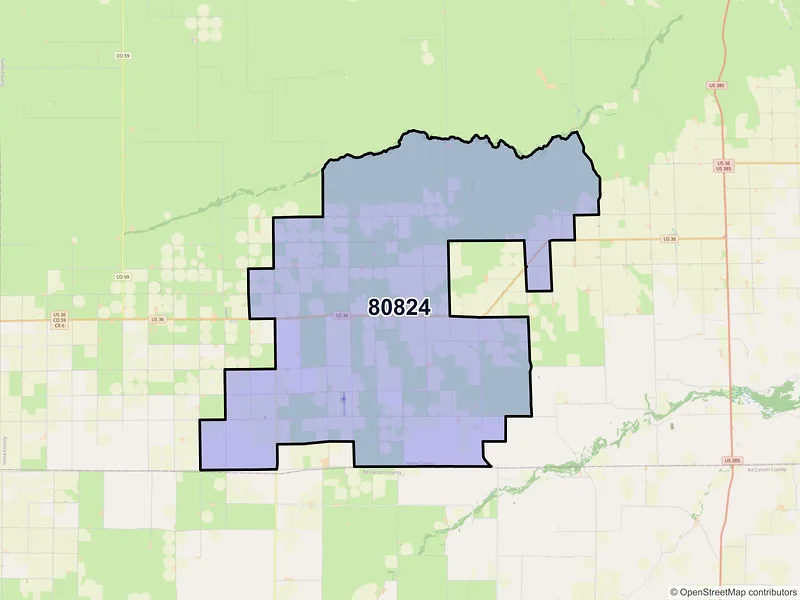 Map of ZIP Code 80824 — Kirk, CO