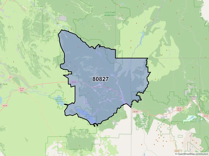 Map of Lake George, Colorado and ZIP codes
