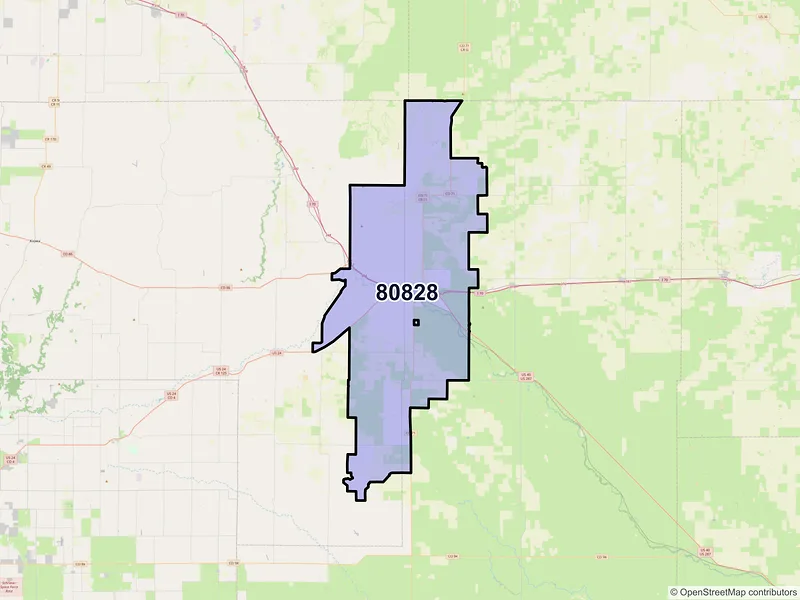 Map of ZIP Code 80828 — Limon, CO