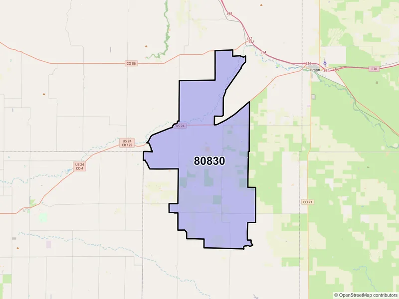 Map of ZIP Code 80830 — Matheson, CO