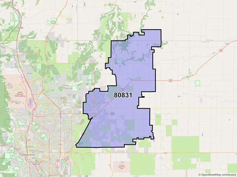 Map of ZIP Code 80831 — Peyton, CO