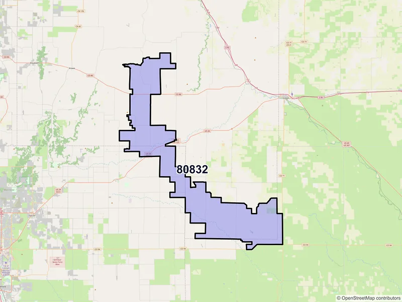 Map of ZIP Code 80832 — Ramah, CO