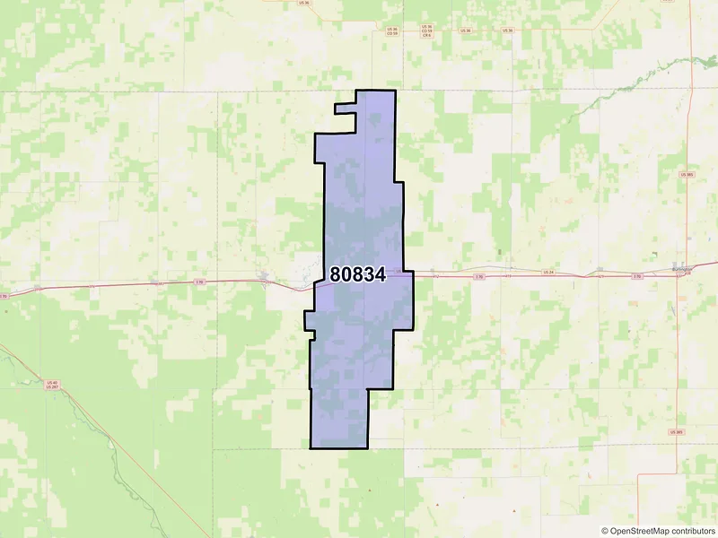 Map of ZIP Code 80834 — Seibert, CO