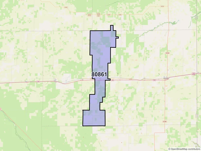 Map of ZIP Code 80861 — Vona, CO