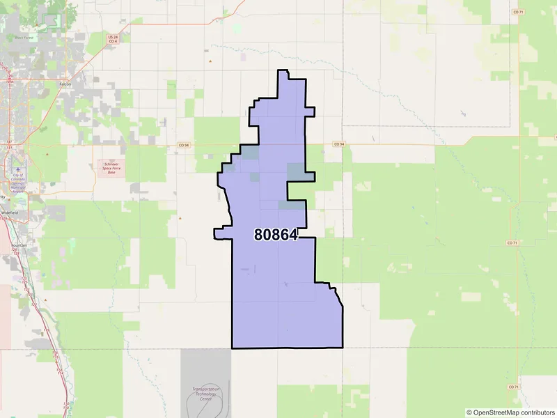 Map of ZIP Code 80864 — Yoder, CO