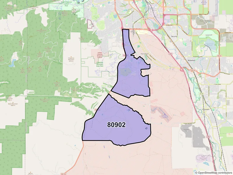 Map of ZIP Code 80902 — Colorado Springs, CO