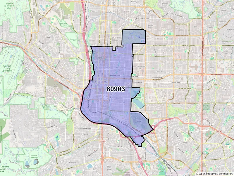 Map of ZIP Code 80903 — Colorado Springs, CO